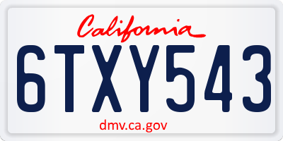 CA license plate 6TXY543