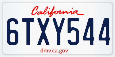 CA license plate 6TXY544