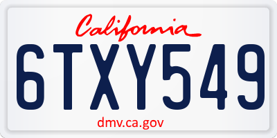 CA license plate 6TXY549