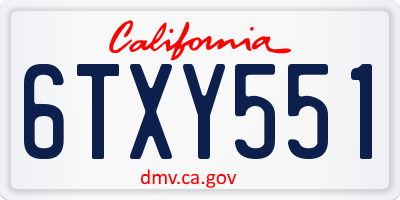 CA license plate 6TXY551