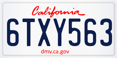 CA license plate 6TXY563