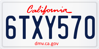 CA license plate 6TXY570