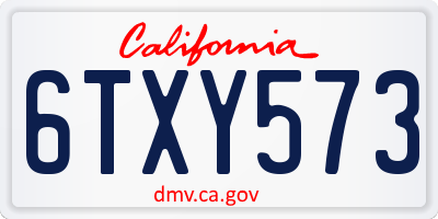 CA license plate 6TXY573