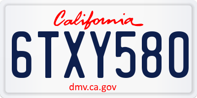 CA license plate 6TXY580