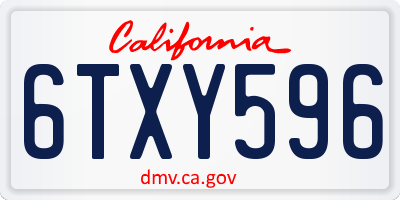 CA license plate 6TXY596