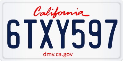 CA license plate 6TXY597
