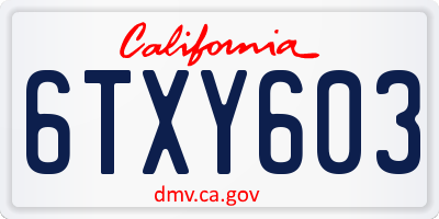 CA license plate 6TXY603