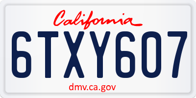 CA license plate 6TXY607