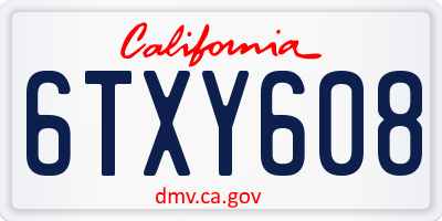 CA license plate 6TXY608