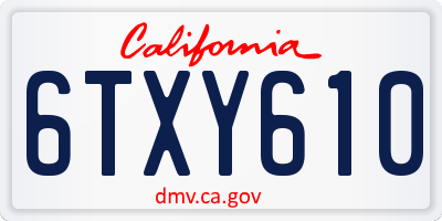 CA license plate 6TXY610