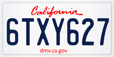 CA license plate 6TXY627