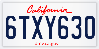 CA license plate 6TXY630