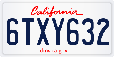 CA license plate 6TXY632
