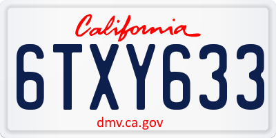 CA license plate 6TXY633
