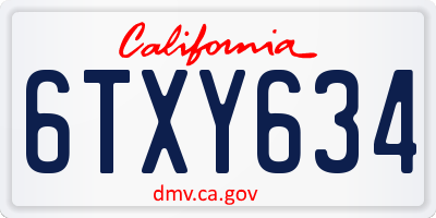 CA license plate 6TXY634