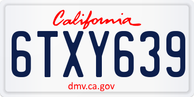 CA license plate 6TXY639