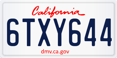 CA license plate 6TXY644
