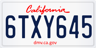 CA license plate 6TXY645