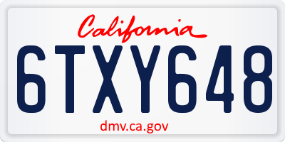 CA license plate 6TXY648