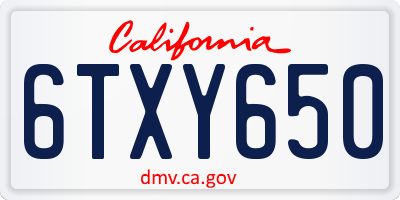 CA license plate 6TXY650