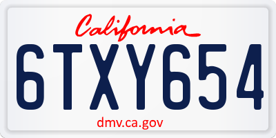 CA license plate 6TXY654