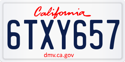 CA license plate 6TXY657