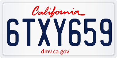 CA license plate 6TXY659