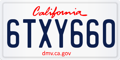 CA license plate 6TXY660
