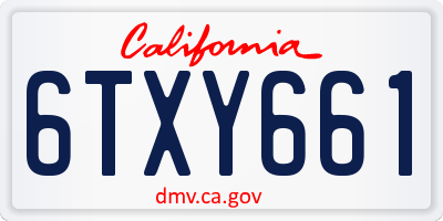 CA license plate 6TXY661