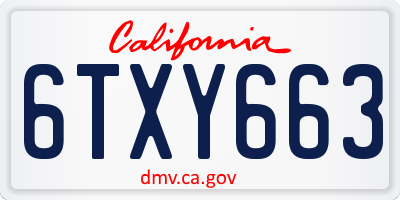 CA license plate 6TXY663