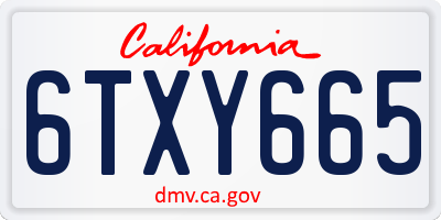 CA license plate 6TXY665