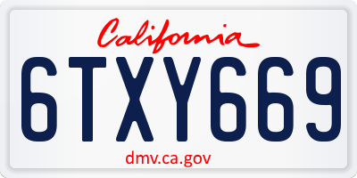 CA license plate 6TXY669