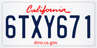 CA license plate 6TXY671