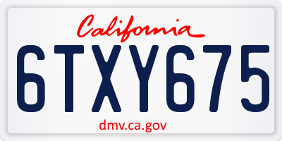 CA license plate 6TXY675