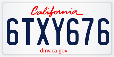 CA license plate 6TXY676
