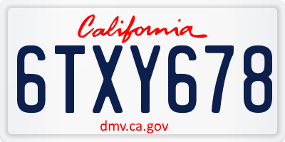 CA license plate 6TXY678