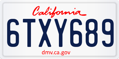 CA license plate 6TXY689