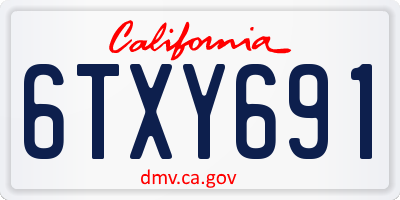 CA license plate 6TXY691
