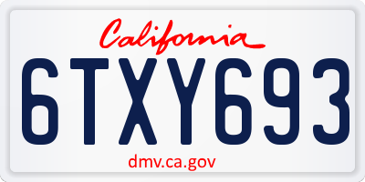 CA license plate 6TXY693