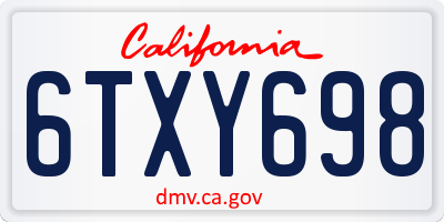 CA license plate 6TXY698