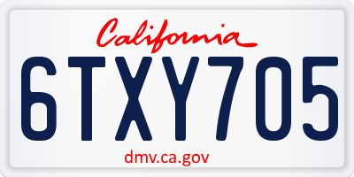 CA license plate 6TXY705