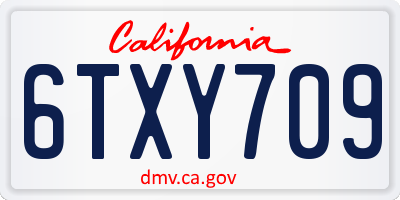 CA license plate 6TXY709