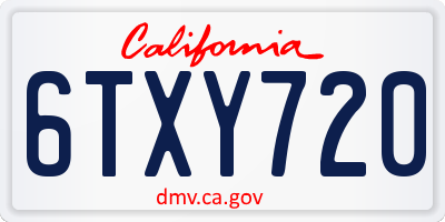CA license plate 6TXY720