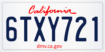 CA license plate 6TXY721