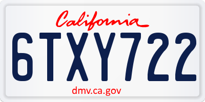 CA license plate 6TXY722