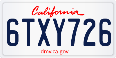 CA license plate 6TXY726