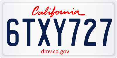 CA license plate 6TXY727