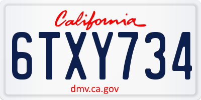 CA license plate 6TXY734