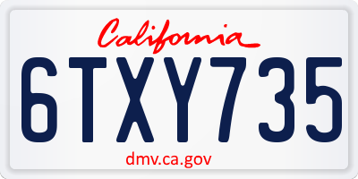 CA license plate 6TXY735