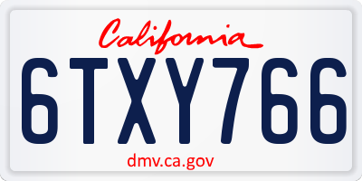 CA license plate 6TXY766